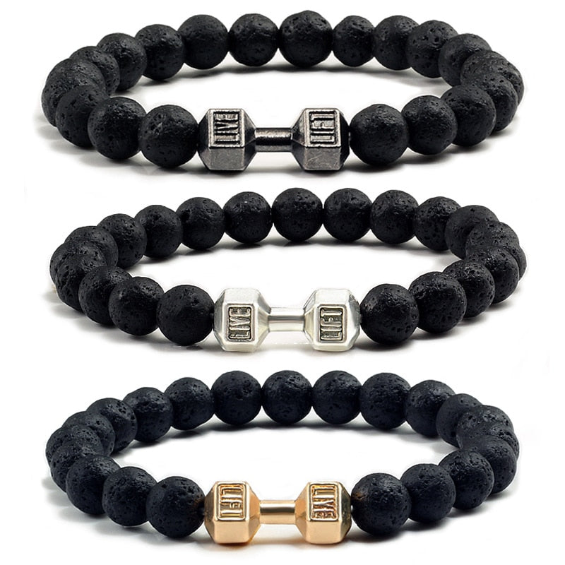 Lava Stone Dumbbell Bracelets